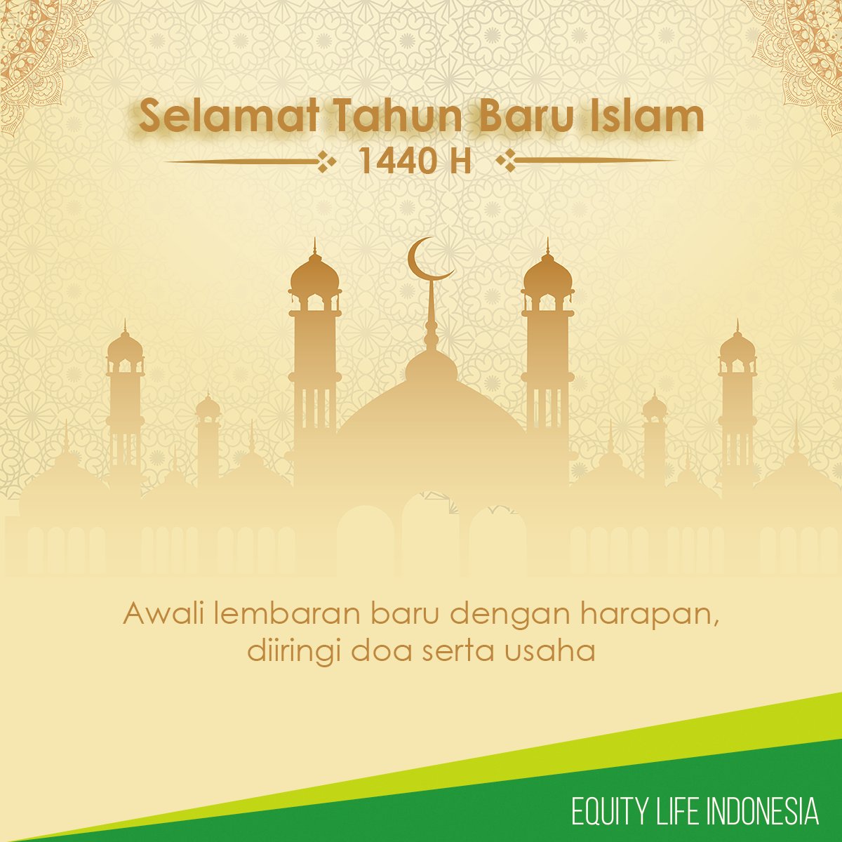 EquityLifeInd's tweet photo. Selamat Tahun Baru Islam 1440 H #ELIfers!
#PastiEquity #EquityLifeIndonesia #TahunBaruIslam https://t.co/bwoHmXeUTl