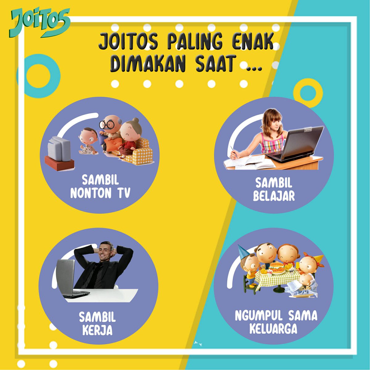 joitos_id's tweet photo. Ngemil time, Joitos pengen tau nih, joifriends suka
ngemilin Joitos disaat apa nih ? Share yuk waktu ngemil
joitos kalian di komen #joitos #snack #roastedcorn
#chocolate #chiliprawn https://t.co/V7UqKNfH0y
