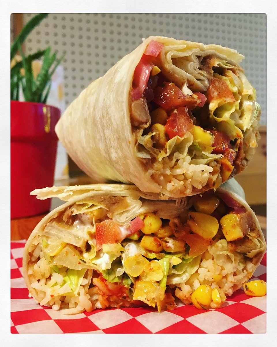 Feeling hungry? We have burritos! Refried beans, rice, lettuce, corn, tomatoes, tomato, salsa verde and crema wrapped in a flour tortilla. $10. Available vegan! Add chicken tinga or pork chorizo for $2.