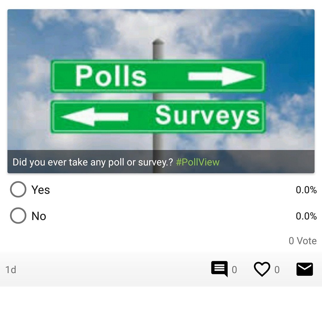 pollview's tweet photo. Did u ever take any poll or survey?
#poll #polls #pollviewapp #pollview
#survey #surveys #surveymoney #surveysformoney #surveysformoney #surveyor #paidsurveys #surveysforcash #surveyjunkie #surveylife #surveyorindonesia #storypolls #opinions https://t.co/NqJZgmeLOL