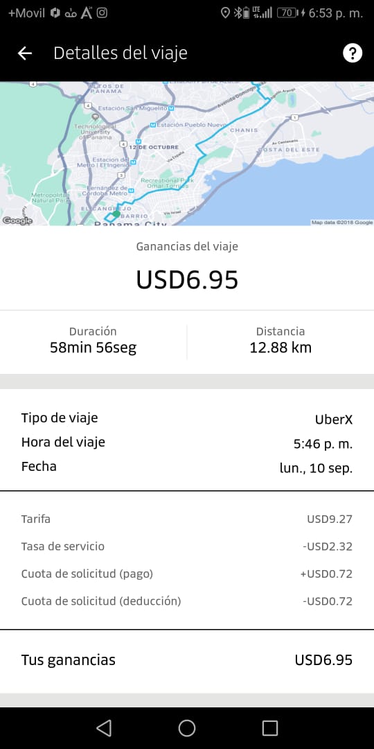 OlmosL2's tweet photo. Esto es justo @Uber_Panama @PtyUberDrivers #uberabuso https://t.co/tysGd6TzTo