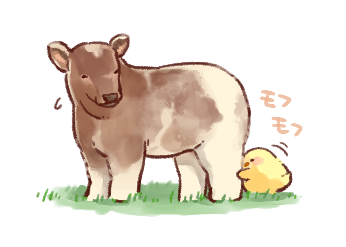 さんぽいも もふピヨ 足 もふもふ Rt画像前もちらっと見たことあったけど何年か前に話題になってたモフ牛さんだったんですね 可愛い