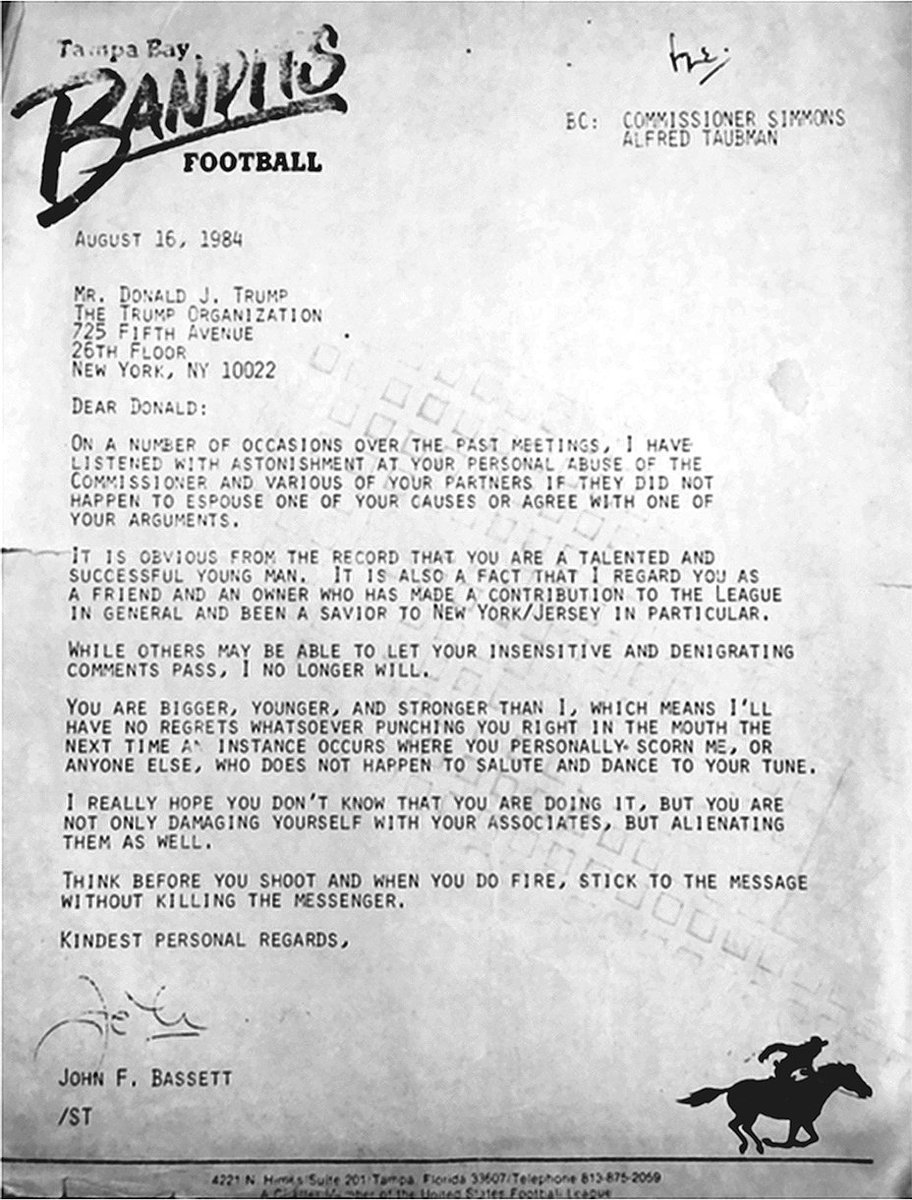 Bassett wrote Trump: “You are bigger and younger and stronger than I, which means I’ll have no regrets whatsoever punching you right in the mouth the next time an instance occurs where you personally scorn me, or anyone else, who does not happen to salute and dance to your tune.”