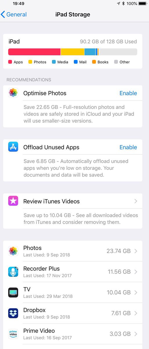 BritAngie1's tweet image. Anyone in the #apple #ipad community be able to help - why is my iPad saying out of space when reports 38gb free? Need #ipadhelp please? @AppleSupport Have an Apple iPad Air 2 I think with latest iOS update