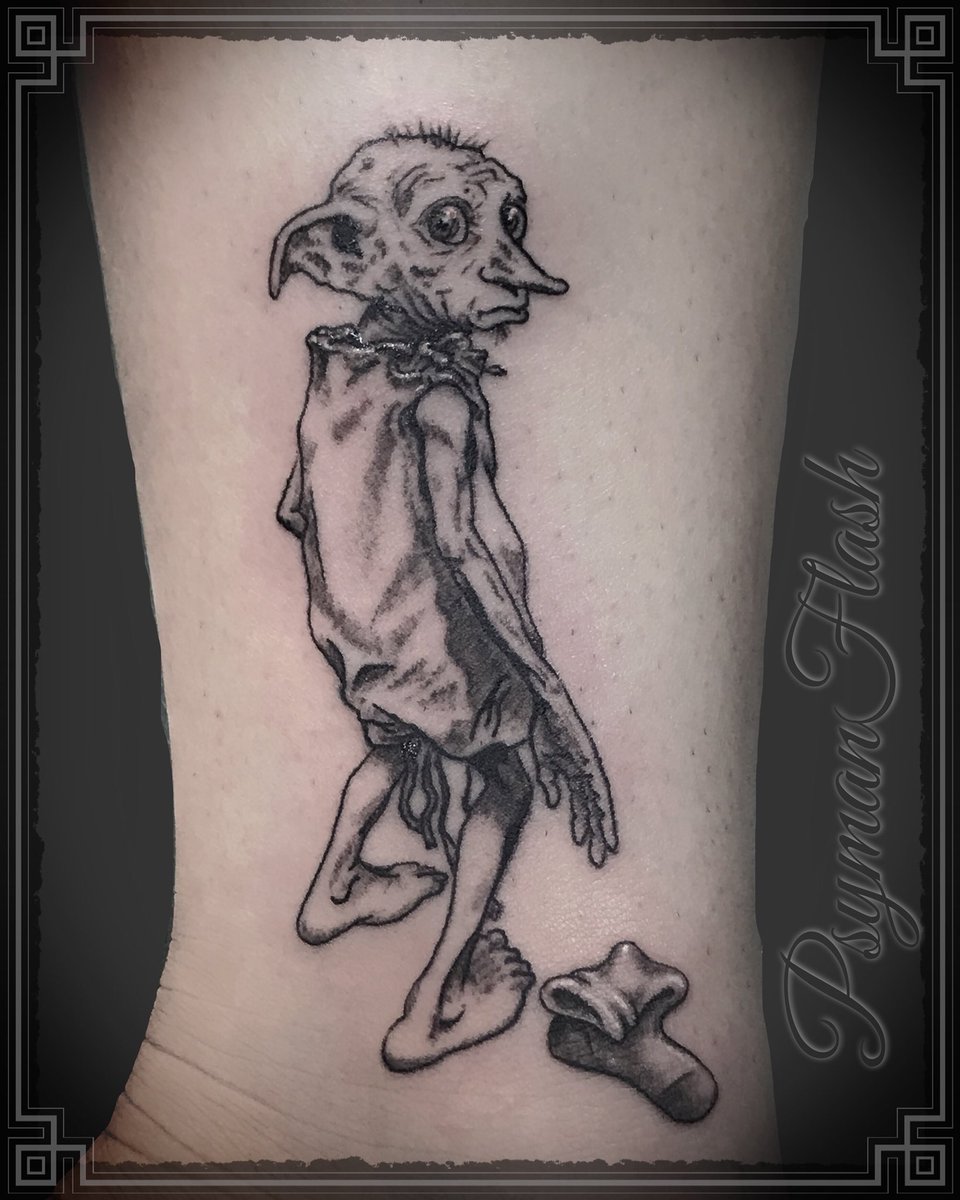 Had the pleasure of #tattooing this tiny little fella the other day on a lovely young lady from California #dobby #HarryPotter #houseelf #hogwarts #9.3/4 #masterssock