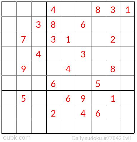 Evil Sudoku Online #1753357 - Live Sudoku