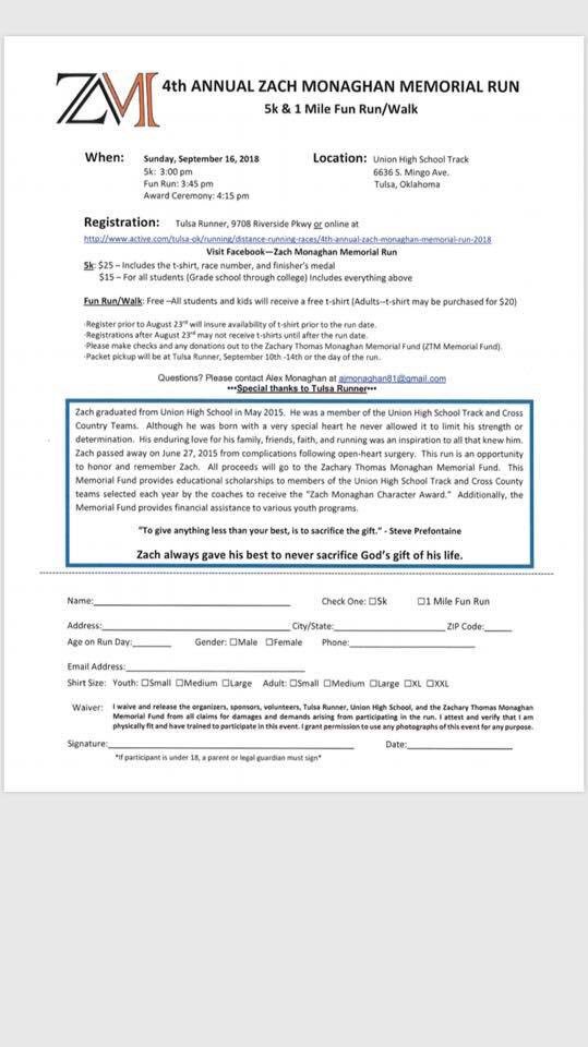 Union_Athletics's tweet image. Join @unionxctrack as they honor &amp;amp; remember Zach Monaghan during the 5K and 1 mile run/walk this Sunday at the Union track!