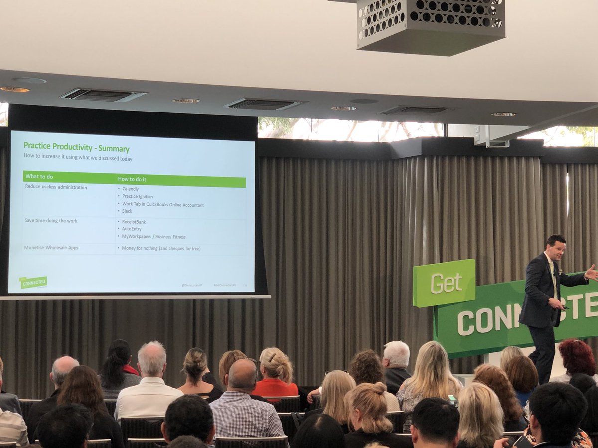 Awesome to see <a href="/kanemunro/">Kane Munro</a> speaking about how much time can be saved by tech (and for selling <a href="/ignitionapp/">Ignition</a> for me)! #GetConnectedAU <a href="/QuickBooksAU/">QuickBooks Australia</a>