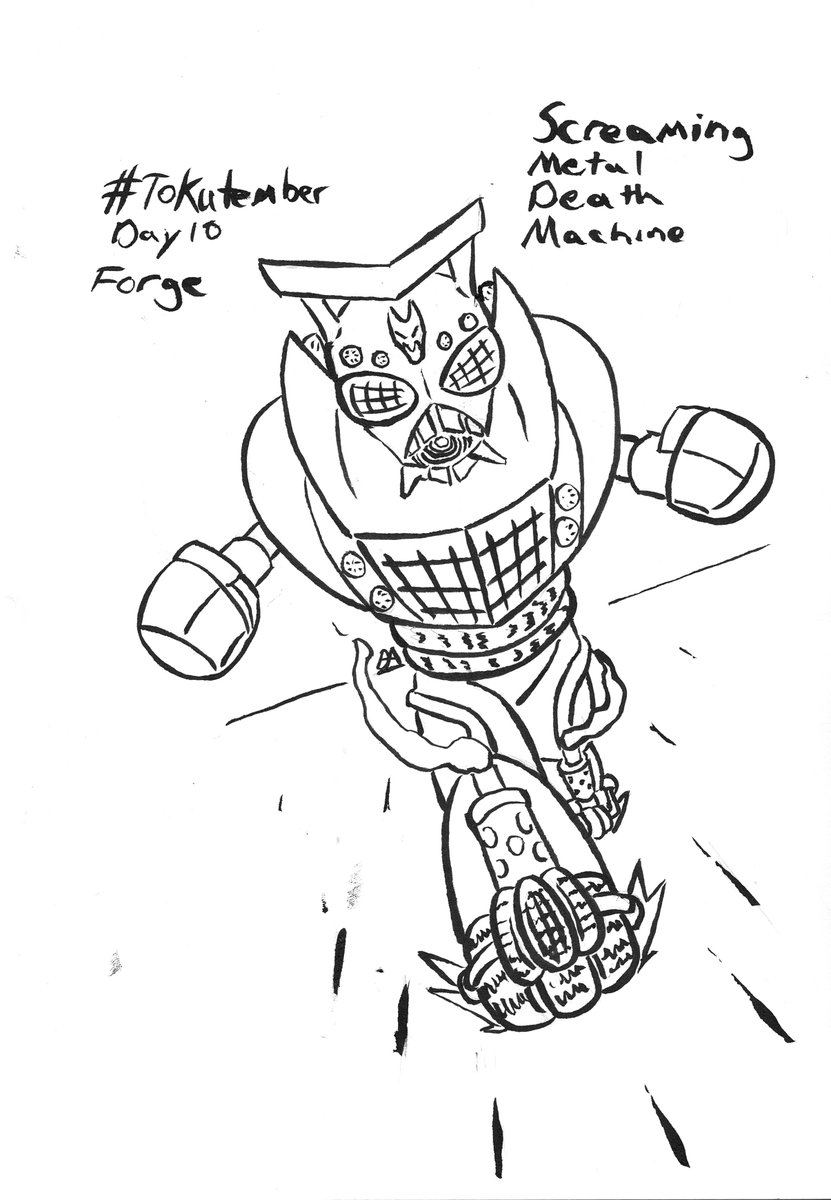 DuffyA's tweet photo. #tokutember Day 10: Forge. "I know we haven't ever gotten along, but I want to change that. So I made you a car! It might not be up to safety standards, but, whoo-boy, it'll give you a *hell* of a ride!" #tokutember2018 #tokusatsu #AlterArms #caustasticart https://t.co/kZ1bdOpQha
