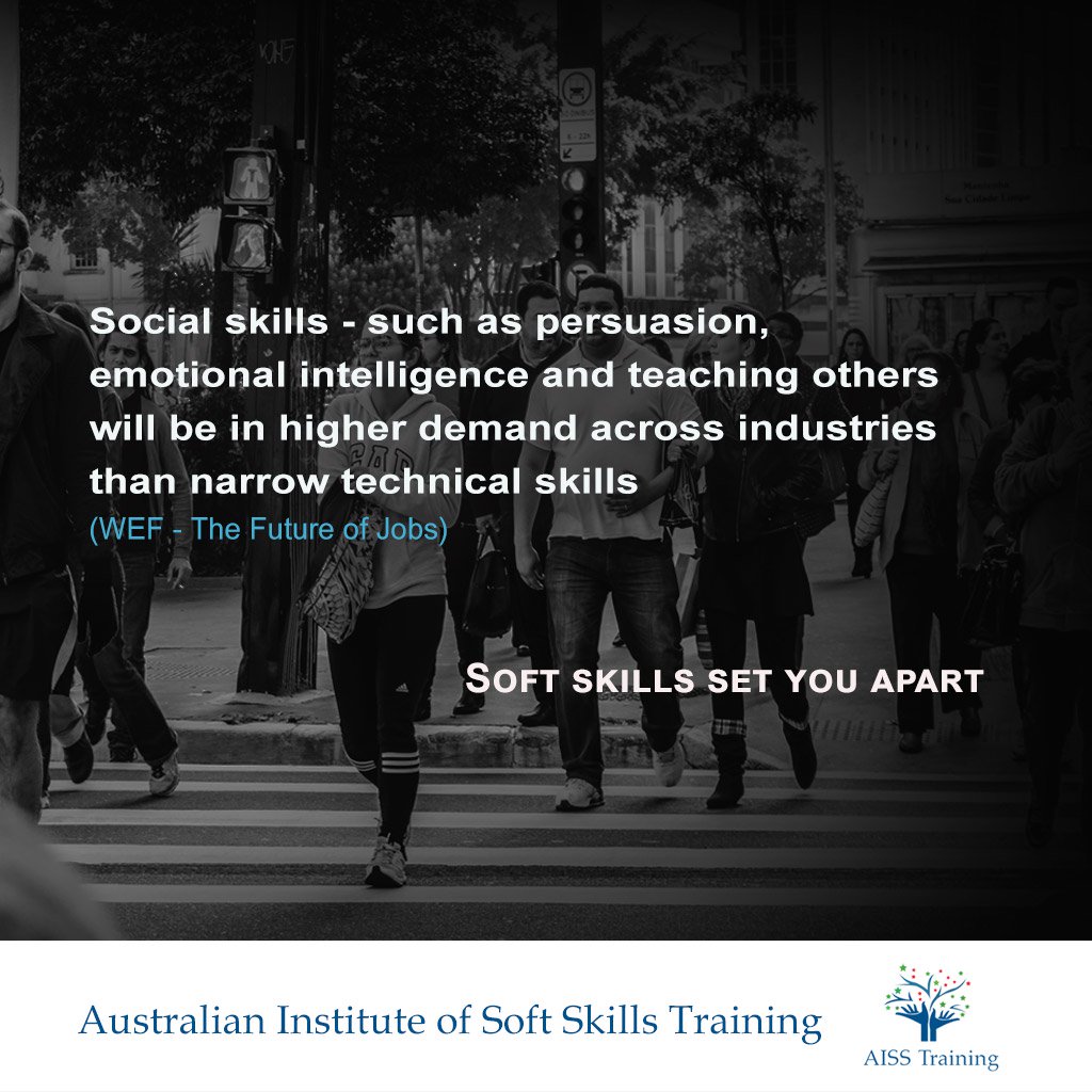 The demand for social skills in the workplace will continue to rise. Emotional intelligence, and the ability to communicate and work together are the connective tissue of productivity #softskills #emergingcareers #aisstraining