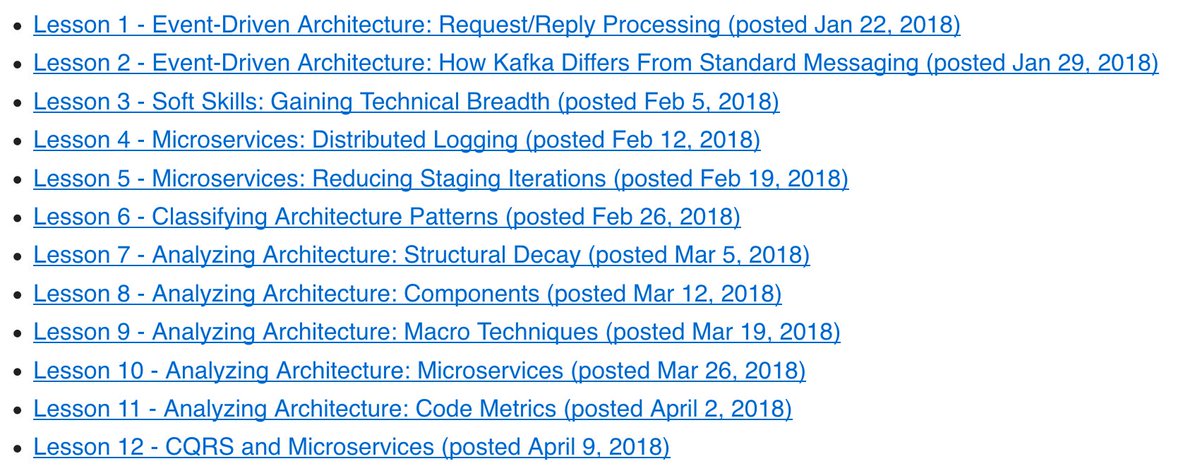 java's tweet image. Collection of tips, techniques, and advice to help you in your journey from developer to architect. @markrichardssa

developertoarchitect.com/lessons/
