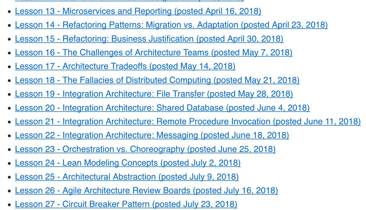 java's tweet image. Collection of tips, techniques, and advice to help you in your journey from developer to architect. @markrichardssa

developertoarchitect.com/lessons/