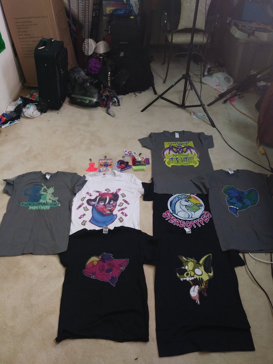 BerryUnusual's tweet photo. @Fursonacon haul this year was amazing!!! I supported so many talented artist including @fluffkevlar @Vincent_Vontrap @Casdein_K @WoofcatInk @Skullcatstudios 

#fursonacon #fsc2018 #fursonacon2018 #conhaul #supportlocalartists #convention #furrytrash #furryfandom #furryconvention https://t.co/EU6xfB1Jit