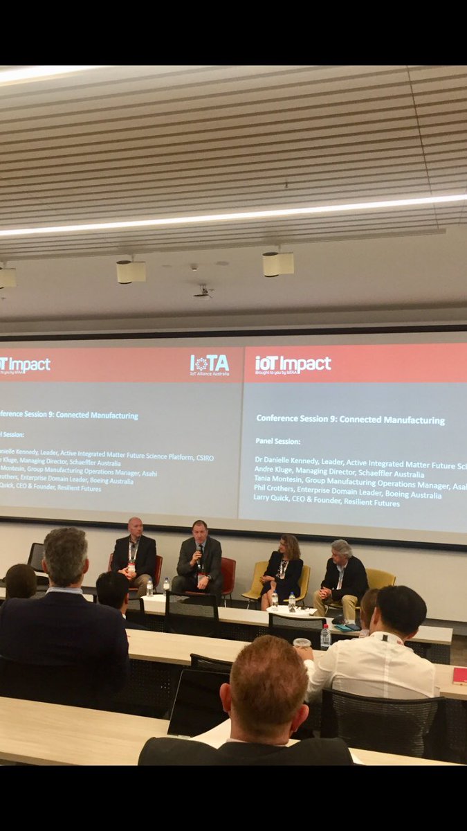 Interesting panel discussion on Connected #Manufacturing featuring Boeing, Asahi and CSIRO #IoTImpact #masscustomisation #industrie4