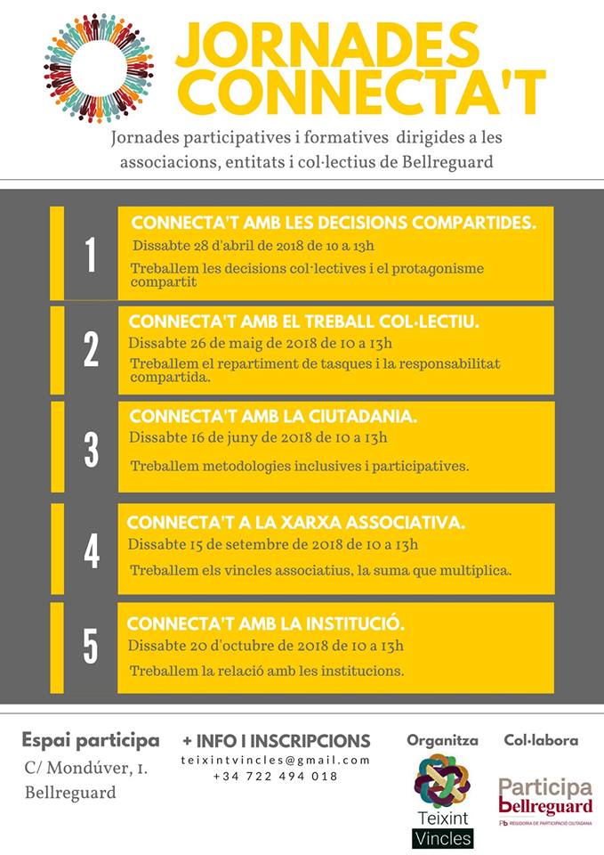 Teixint_Vincles's tweet photo. CONNECTA'T A LA XARXA ASSOCIATIVA de BELLREGUARD.
 
 🕓Dissabte  15 de setembre, de 16.30h a 19.30h,  a l'Espai Participa, C/ Mondúver, 1, Bellreguard, continuem amb  l' @aprenentatgecooperatiu per a  enfortir els vincles associatius. 

Us hi esperem!! https://t.co/56TNqljUpK