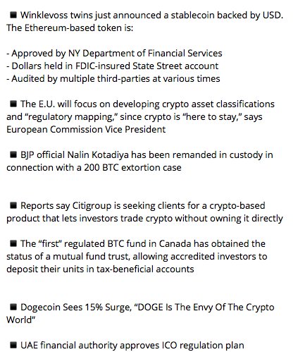 #CryptoNews 11th September 2018