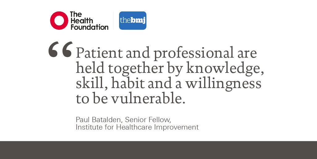 The Health Foundation (@healthfdn) on Twitter photo What is #qualityimprovement and how can it transform health care?
Paul Batalden, Senior Fellow at <a href="/TheIHI/">Institute for Healthcare Improvement (IHI)</a>, reflects on ten years of change across the health service in the latest article in our QI series with <a href="/bmj_latest/">The BMJ</a>.
Read it now: bmj.com/content/362/bm…
#coproduction What is #qualityimprovement and how can it transform health care?
Paul Batalden, Senior Fellow at <a href="/TheIHI/">Institute for Healthcare Improvement (IHI)</a>, reflects on ten years of change across the health service in the latest article in our QI series with <a href="/bmj_latest/">The BMJ</a>.
Read it now: bmj.com/content/362/bm…
#coproduction