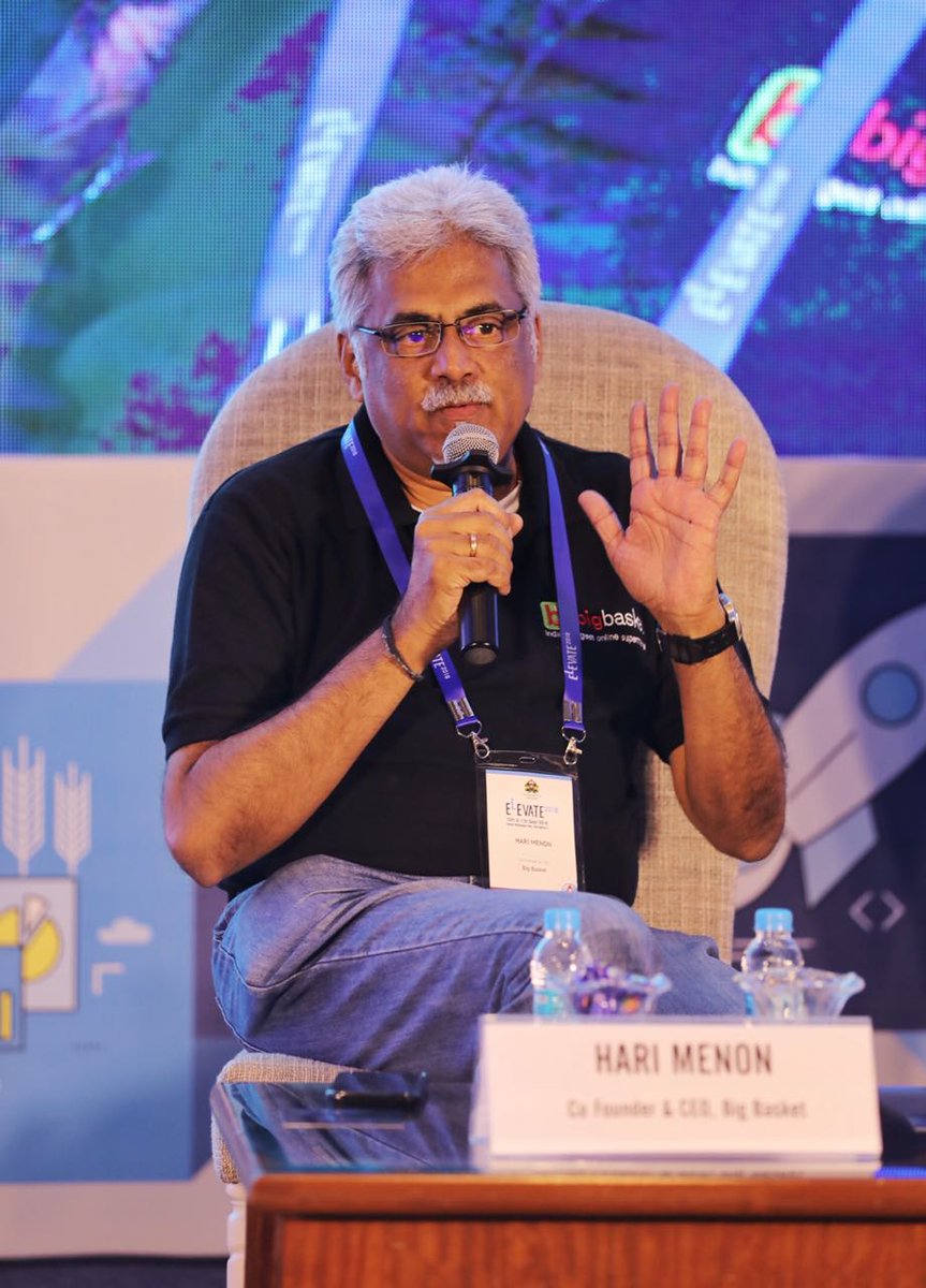 “If the fundamental ecosystem for your business is not ready, don't try entering that business” - Hari Menon, CEO, <a href="/bigbasket_com/">bigbasket</a> while he enlightens the audience about his entrepreneurship journey – the challenges, the uncertainty and lessons learnt along the way. #Elevate2018