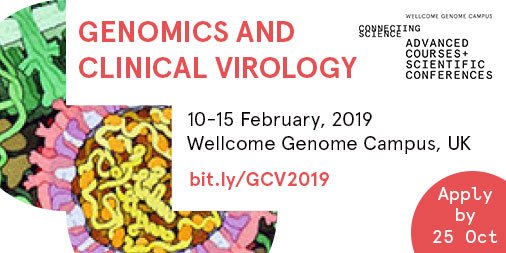 Wellcome Connecting Science Learning and Training (@eventswcs) on Twitter photo Apply now for GENOMICS AND CLINICAL #VIROLOGY 2019 lab course (10-15 Feb). Closes 25 Oct. Bursaries available. bit.ly/GCV2019 <a href="/pathogenomenick/">Nick Loman</a> <a href="/emcat1/">Emma Thomson</a> <a href="/ESCVirology/">ESCV Virology</a> <a href="/ChrisWymant/">Chris Wymant @chriswymant.bsky.social</a> Apply now for GENOMICS AND CLINICAL #VIROLOGY 2019 lab course (10-15 Feb). Closes 25 Oct. Bursaries available. bit.ly/GCV2019 <a href="/pathogenomenick/">Nick Loman</a> <a href="/emcat1/">Emma Thomson</a> <a href="/ESCVirology/">ESCV Virology</a> <a href="/ChrisWymant/">Chris Wymant @chriswymant.bsky.social</a>