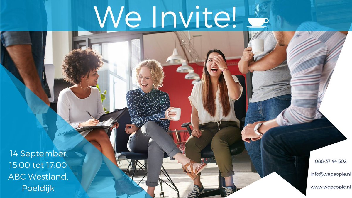 WePeople9's tweet photo. We Invite You!🎉 
Op vrijdag 14 sep doen we de aftrap van de erste We Invite! En jij kunt daar bij zijn.😁 Onder het genot van een borrelhapje en een drankje willen we jou graag uitnodigen om langs te komen voor tips en trics over het solliciteren. https://t.co/EJzQWpYPi4 https://t.co/Nq2sVANCgD