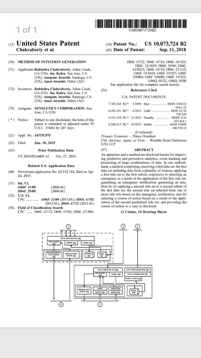 DrRabiC's tweet image. #USPTO issues our SECOND #Intuition patent today. Our first #Forewarning apps #Sixth Sense Suite is applied to #Wireline #Formation Testing prediction in #upstream #Oil operations. Congrats to other inventors @anupamawasthi, @amolawasthi, @jaykalra. Go #Senslytics ... Rock On!