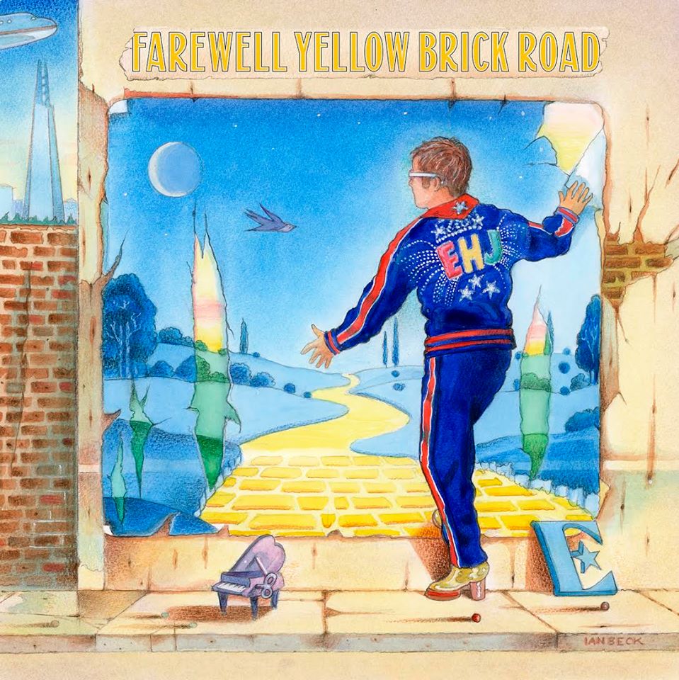 ianarchiebeck's tweet photo. My illustration for Elton John's Farewell Yellow Brick Road tour programme
cover revisiting and re-imagining my original album cover work from 45 years before https://t.co/00Z1xj4qu0