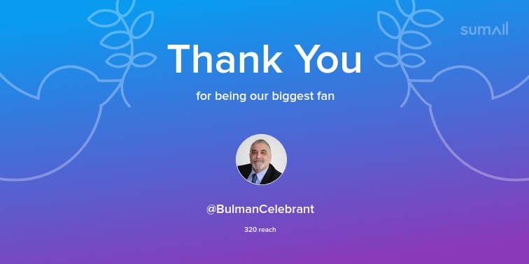 Our biggest fans this week: <a href="/BulmanCelebrant/">Andrew Bulman</a>. Thank you! via sumall.com/thankyou?utm_s…
