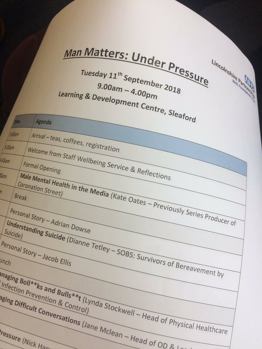 Today's Man Matters conference theme 'Under Pressure'. Great turnout for sharing staff experience and knowledge #malementalhealth