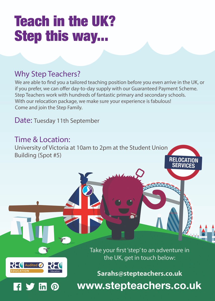 Step_Teachers's tweet photo. Today is the day! Our lovely Sarah has flown from the UK to the University of Victoria 🛩️! So make sure you pop by and say hello to her at the Student Union Building! #whereteachersmatter https://t.co/MkJMeWrzkT
