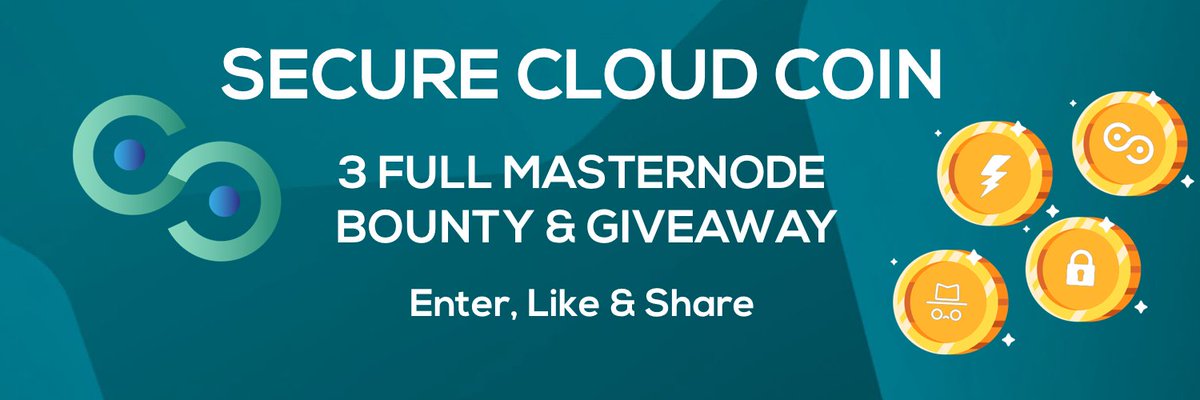 securecloudcoin's tweet image. Check out the new #SecureCloudCoin #Bounty &amp;amp; Contest!! 37, 040 $SC2 #coins #giveaway (3 Full #Masternodes) between our leaderboard #contest, random drawings, article, #YouTube, #Discord and #Telegram activity bounties! Follow the link: securecloudcoin.bjammerboy.io/6402