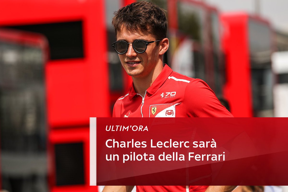 SkySportF1's tweet photo. #UltimOra #Ferrari‼️
Ufficiale l'arrivo di #Leclerc dal 2019 🔴
Affiancherà Sebastian #Vettel 🇩🇪
#SkyMotori https://t.co/DOqT51lWZU