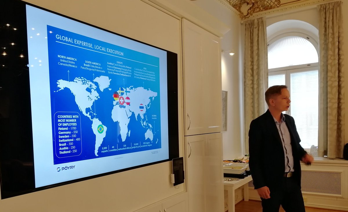 AFRY_global's tweet photo. Our CEO Martin à Porta and CFO Juuso Pajunen telling investors about Pöyry's future outlook and key opportunities. #CEOforaday Esko is participating the meeting #NaturalProblemSolvers https://t.co/rBe4mJZXbv