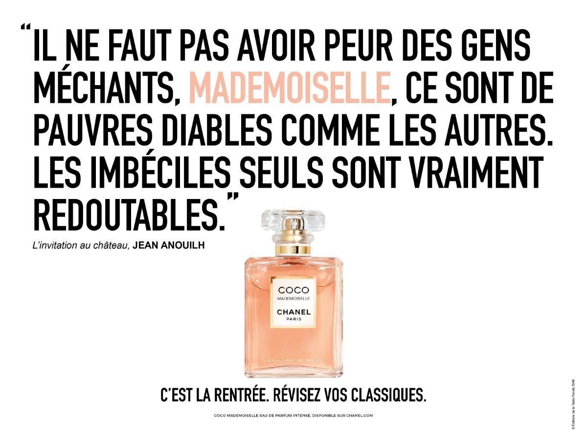 On aimerait quand même avoir le cheminement strat et conso derrière la dernière campagne Chanel..