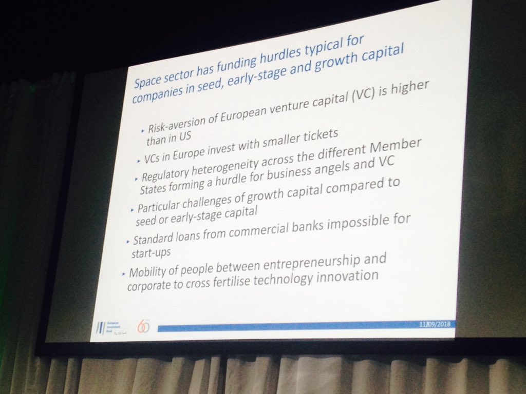 SME4SPACE's tweet image. Financing investments in #space possibilities of @EIB @esa #ISD2018