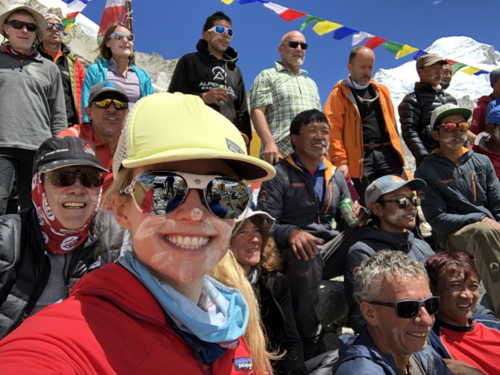 carolinegleich's tweet image. Today, we had a puja ceremony at advanced base camp. The purpose is to ask the gods of the mountains to grant us safe passage to the summit and back. I am feeling awful from the altitude, but the ceremony lifted my spirits. @alpenglowexped #adventuredoneright