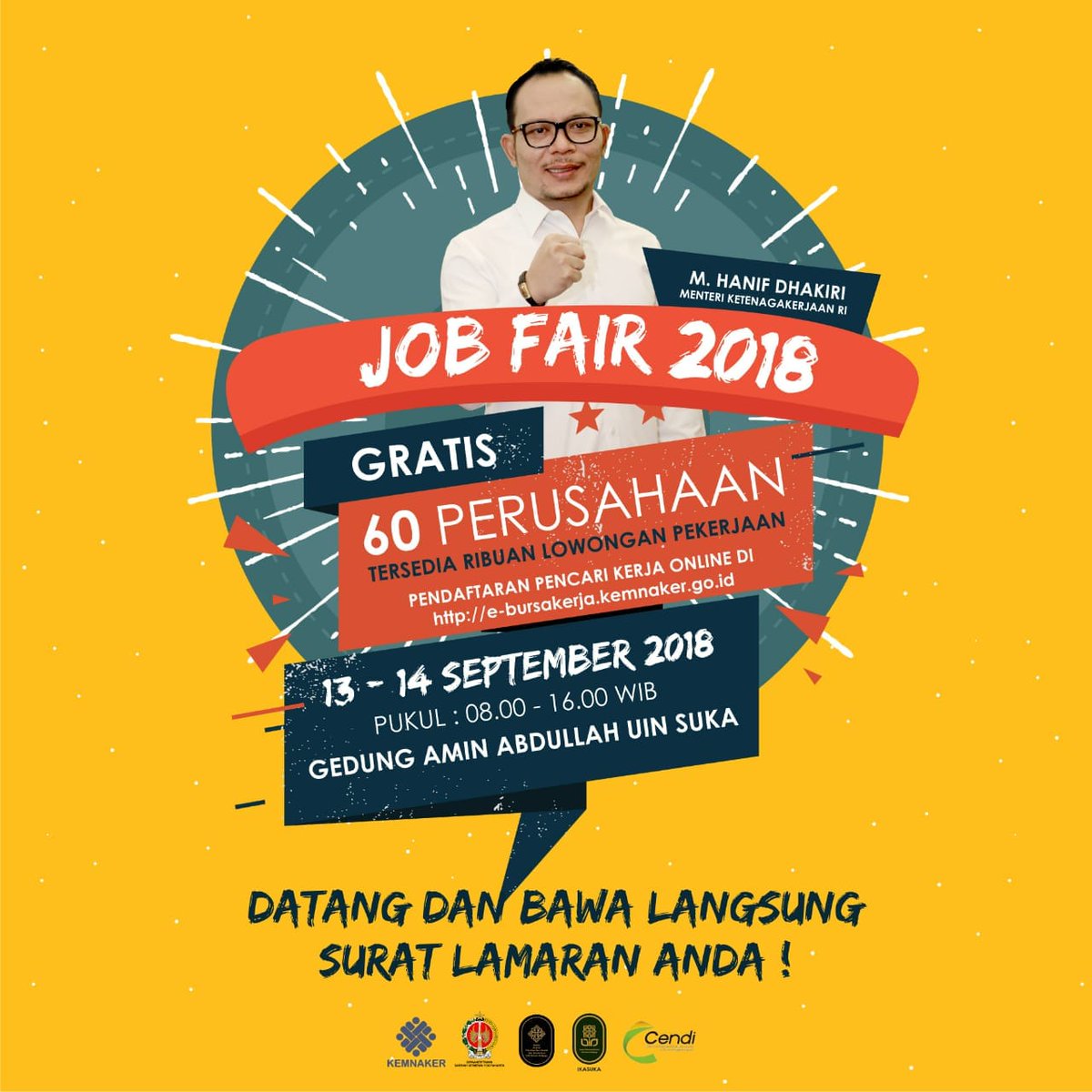 ikafishum's tweet photo. Job Fair 2018
Temen2 yang lagi cari lowongan kerja, ke sini aja. Siapa tau bidang pekerjaan dan rejekimu ada di sini!

@KemnakerRI
@JogjaLowKer https://t.co/6KmigDUAk4