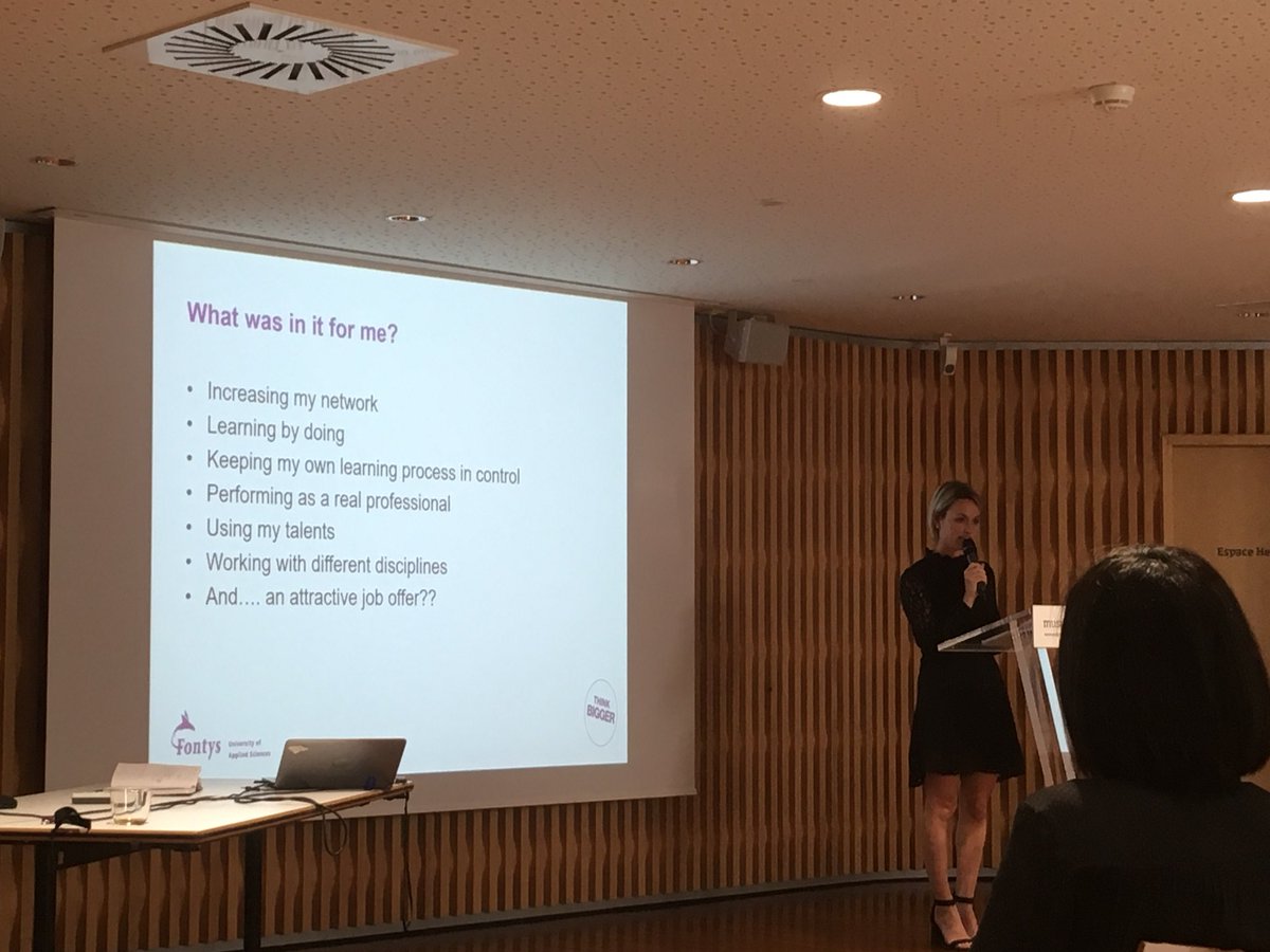 ThunnissenM's tweet image. What is in it for me? Former @fontys student Emily about participating in a @FontysSocialLab. #EAIE