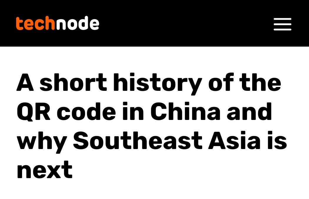 #QRCode 🌏🇨🇳 A short history of the QR code in China and why southeast asia is next ! via @amissoffe #mbadmb #Shanghai 

#MobilePayment #China #Social #Cashless #WeChat #SocialBanking

 ▶️ technode.com/2018/09/10/qr-…