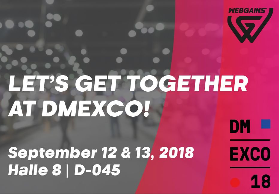WebgainsUK's tweet photo. One day to go until @Dmexco Come and see us in Hall 8, Stand D-45 and #GetTheEdge  Our team of Performance Coaches is ready to answer all your questions. #AffiliateMarketing #Webgains #DMEXCO18 https://t.co/6o9UcL85p9