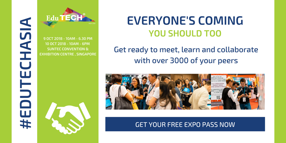 Everyone’s coming to at #EduTECHAsia Expo this 9-10 October, Singapore! If you’ve yet to register for your free expo pass, you should get yours now! Admission is free! Register for your free #EduTECHAsia Expo Pass now: bit.ly/2M1dlEa