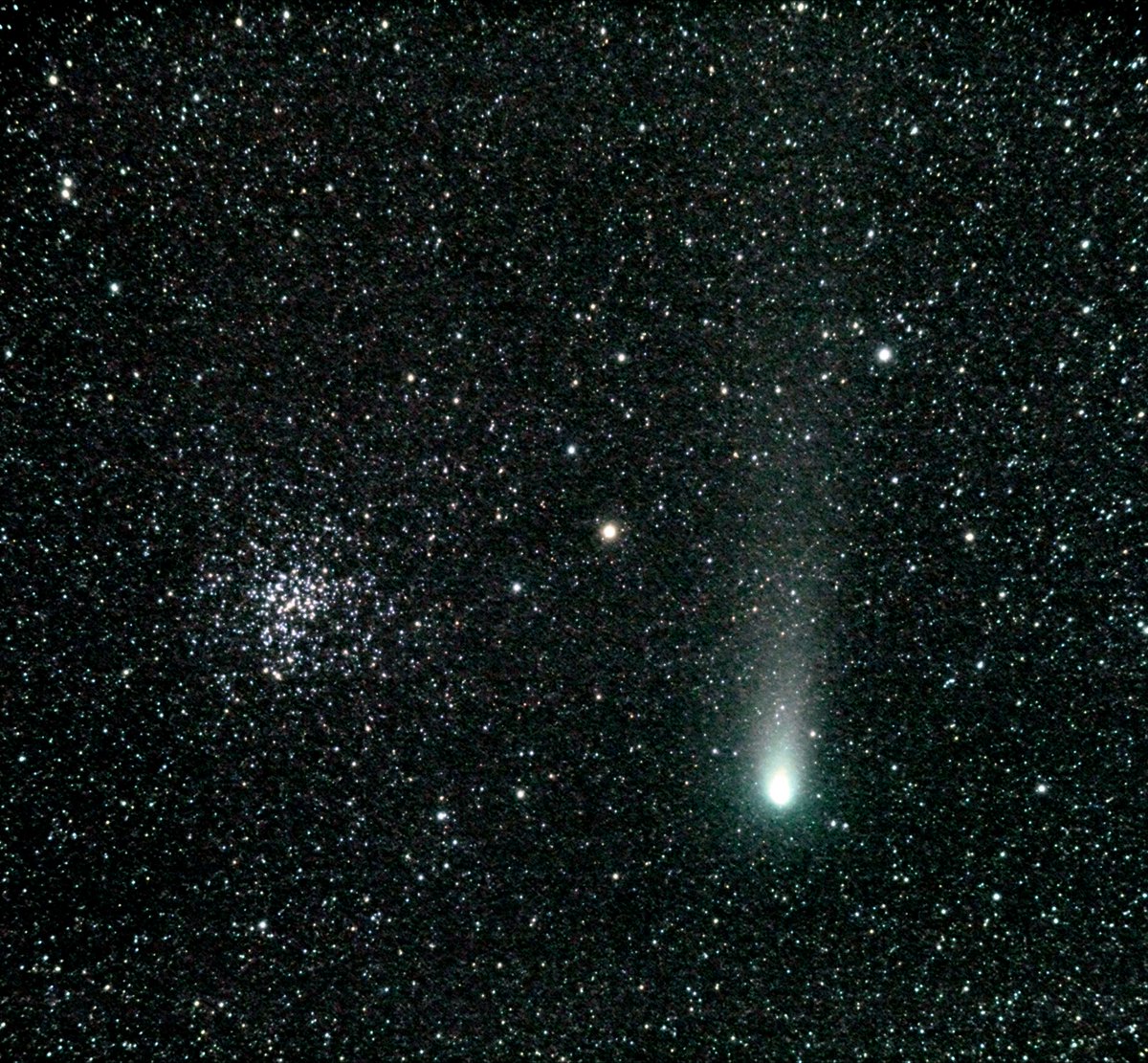 21P and the Messier cluster 37 (M37) <a href="/CanonUKandIE/">Canon UK and Ireland</a> 600D, '<a href="/altair_astro/">Altair Astro</a> ED80-R. 10 frames 120 seconds each ISO 1600. <a href="/PeoplesAstro/">peoples astro</a>  <a href="/ProfBrianCox/">Brian Cox</a> <a href="/DrBrianMay/">Dr. Brian May</a> <a href="/willgater/">Will Gater</a> <a href="/Avertedvision/">Pete Lawrence</a>