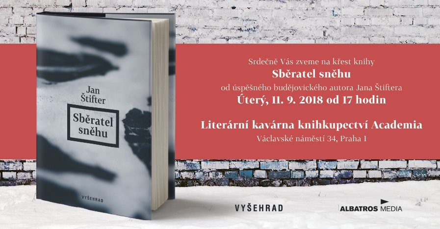 KnihyAcademia's tweet photo. Zveme Vás dnes 11/9 od 17:00 na křest knihy Sběratel sněhu! https://t.co/y1s0lTpbC3