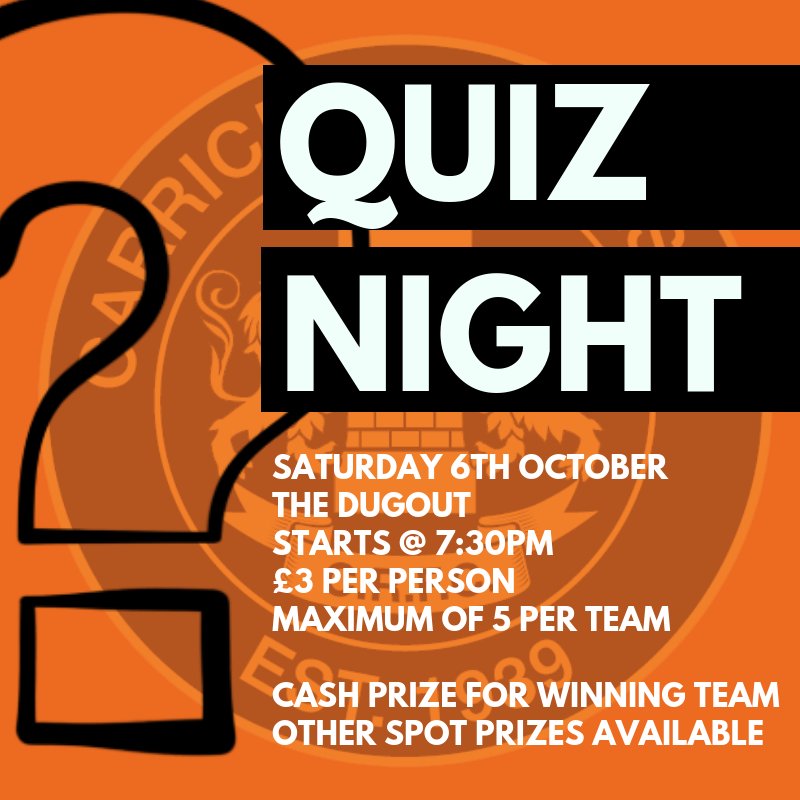 ❔QUIZ | The <a href="/spiritof76SC/">Spirit of '76</a> are holding a quiz night on Saturday 6th October. Bring some friends and come along for a great night out.