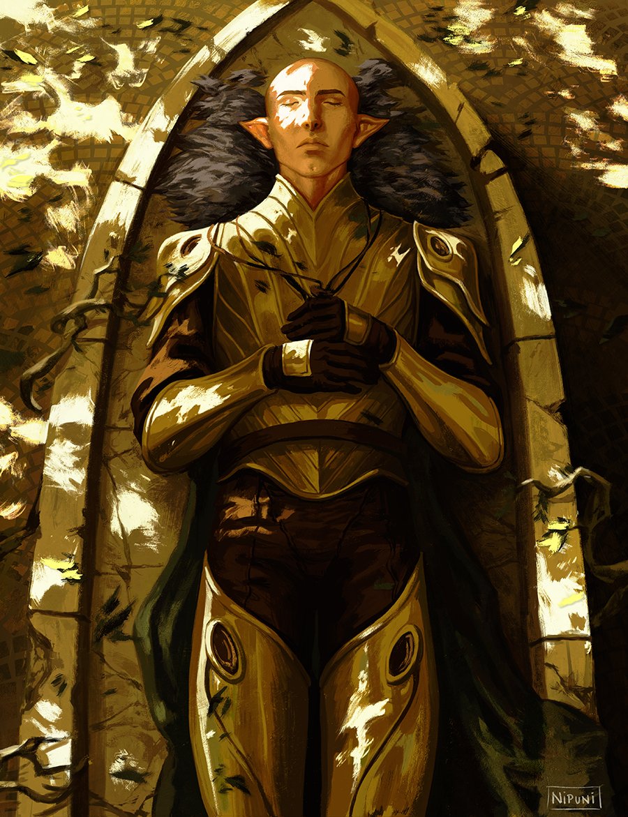 NipuniDraws's tweet photo. Souver'inan isala hamin #dragonage #dragonageinquisition #solas #illustration (then I kiss him awake) 😆 https://t.co/yBddEDAvSm