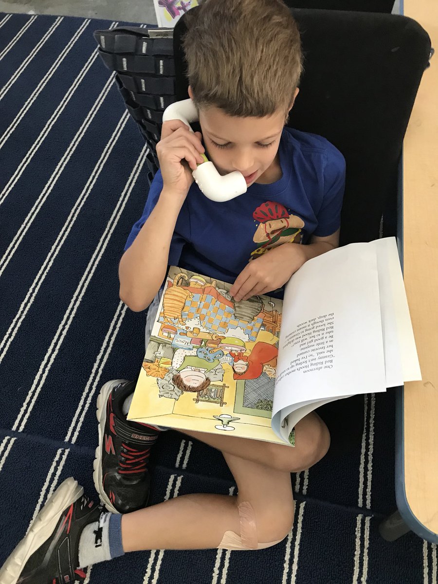 MissKimsKinders's tweet photo. Readers used whisper phones to read our old favorite storybooks. We love our reading tools. Ask your K about whisper phones today. #PrivateReading #WhisperPhones #TCRWP @lasdk8 @OakPrincipal @MissDugansKs https://t.co/8EbvRuCTRS