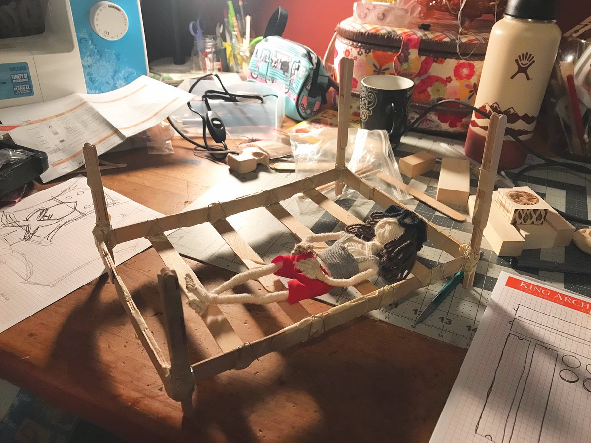 kokoshorts's tweet photo. Made a bed π frame for KOKO on stream tonight π₯! Next week will be the box spring and mattress ππ»/ pillows and blanket π
#GlassJaw #twitch #creativestreamer #stopmotion #tinybed #props #puppet #kokoshorts https://t.co/7XmmnZqc7P