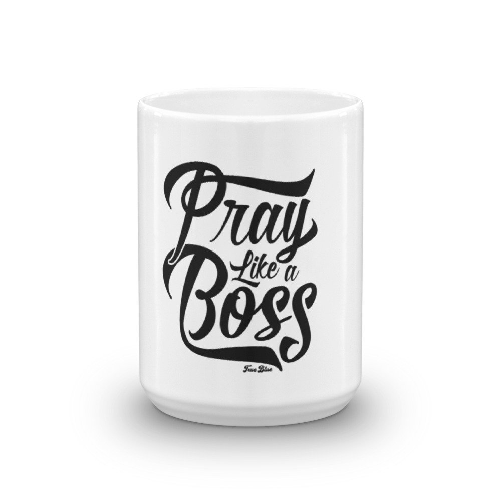 Coffee Mug, Pray Like A Boss Mug, Morning tea Mug, Color White and glossy. tuppu.net/5ced20a3 #Etsy #truebluedesignco #ReligiousMug
