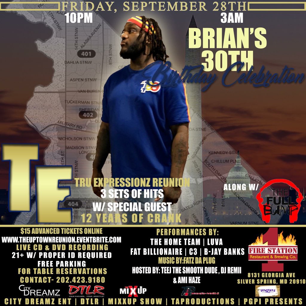 TheFullBump202's tweet image. #TheUptownHomeComming 9.28.18 #TruExpressionz 3 Sets Of Classics Along with @TheFullBump202 || POWERED BY @CityDreamzEnt @TeejSmoothDude @PGPi_dmv