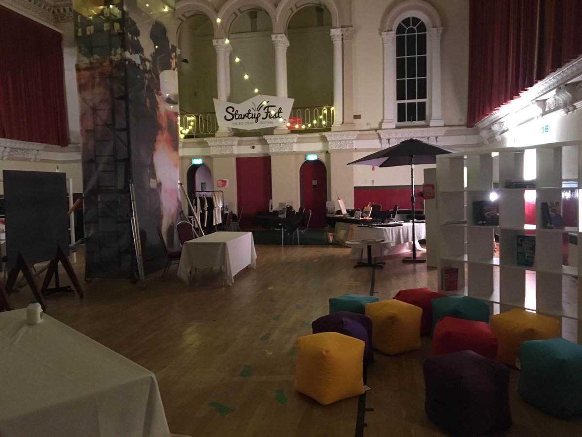 helenmfkeys's tweet photo. A little sneaky peek at #StartUpFest18...all set up @QUBelfast 11am to 3pm tomorrow. https://t.co/2uZif7byK3