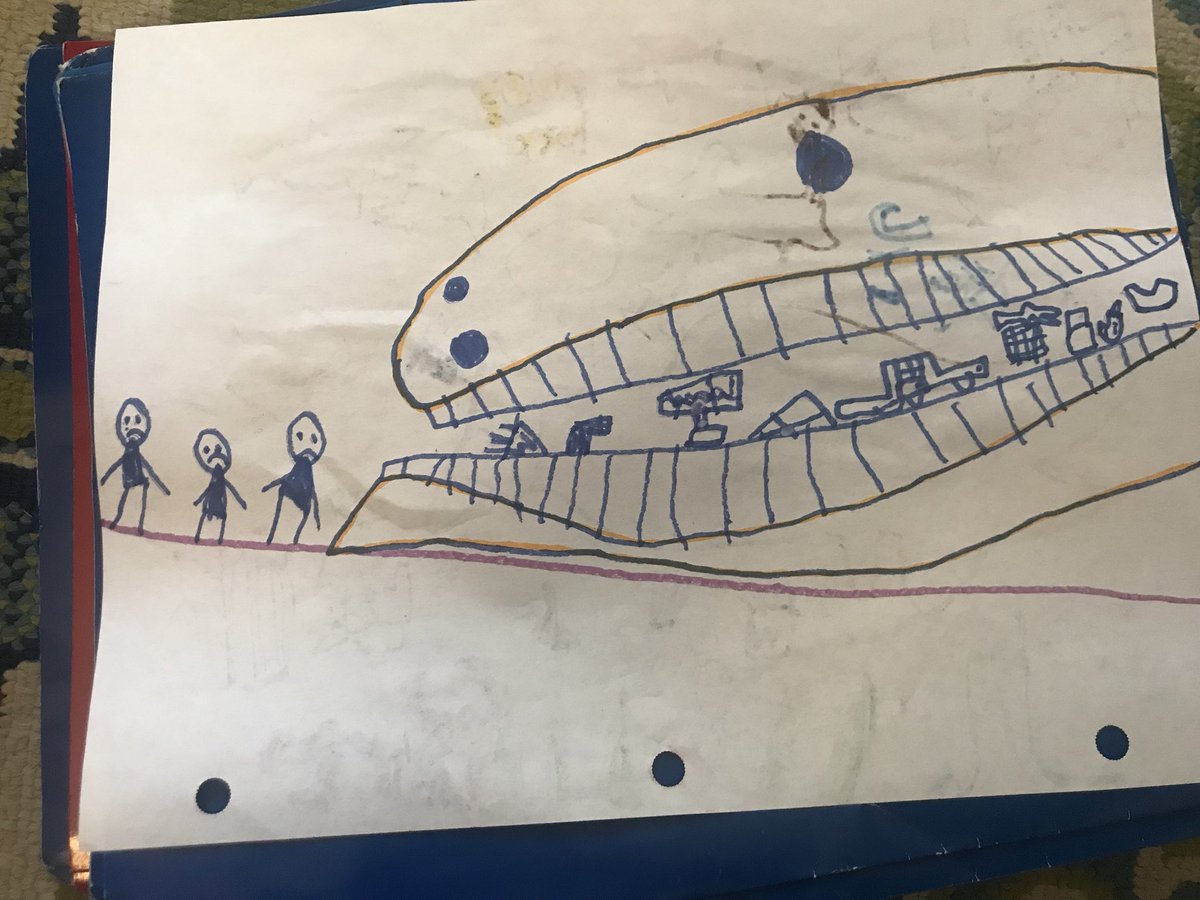 KatieMKitchens's tweet photo. After we talked about caring for our environment, a student illustrated what happens when we throw trash on the ground (it ends up in the ocean!). Environmental stewardship is an important aspect of the #Montessori method. @WinnWildcats https://t.co/cqLwECeqZW